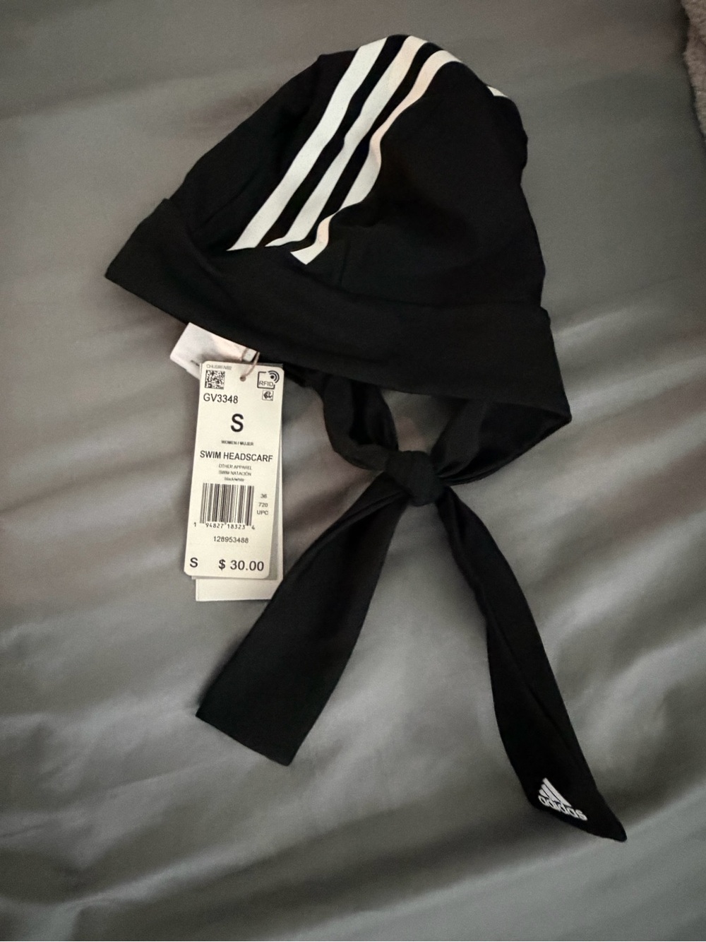 adidas Black and White Swim Headscarf